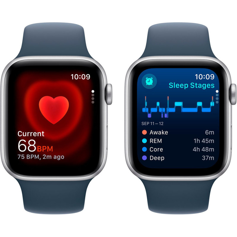 Смартгодинник Apple Watch SE GPS 44mm Silver Aluminium Case with Storm Blue Sport Band – S/M
