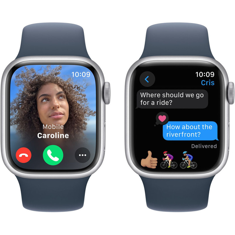 Смартгодинник Apple Watch Series 9 GPS 41mm Silver Aluminium Case with Storm Blue Sport Band – S/M